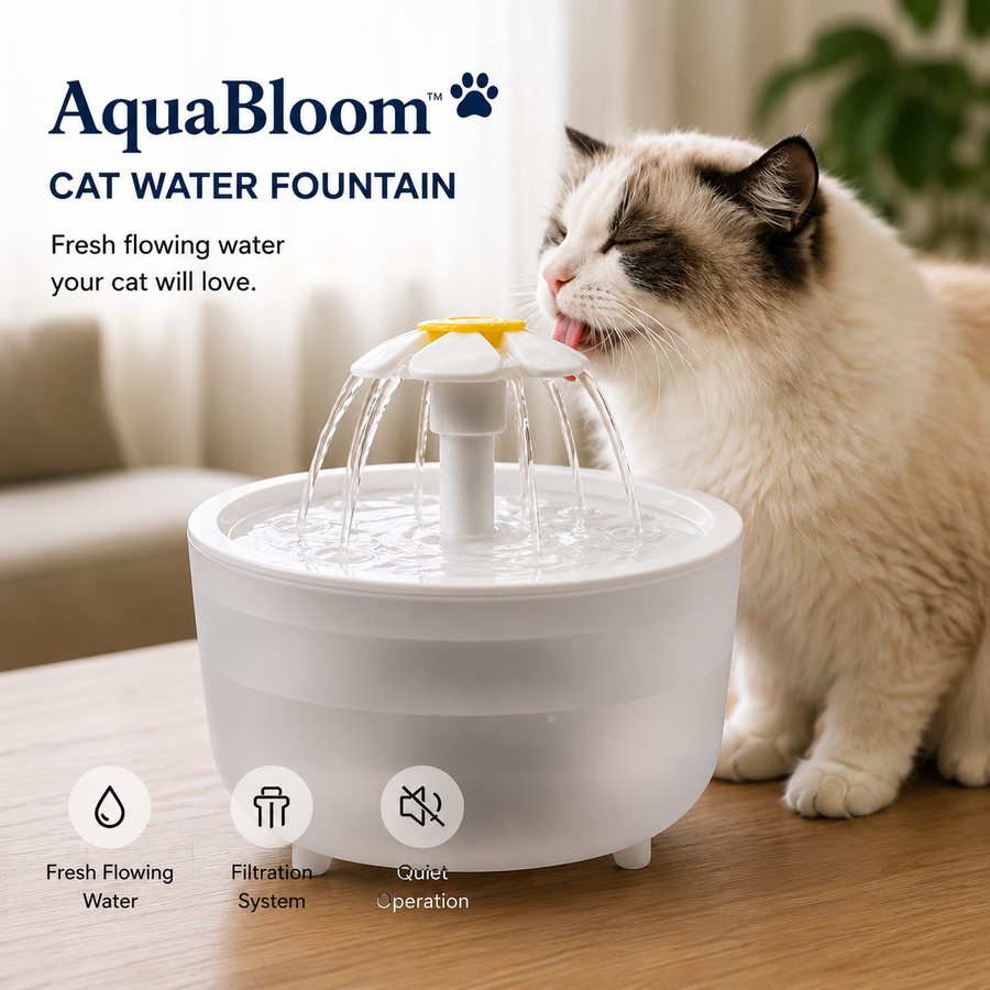 AquaBloom™ 1.2L Cat Water Fountain | Elvaroo Pets